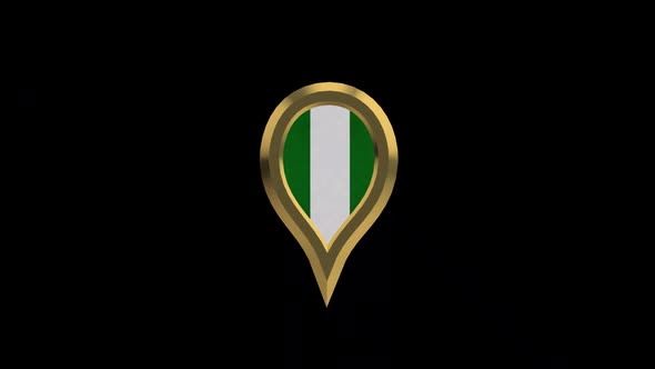 Nigeria 3D Rotating Location Gold Pin Icon