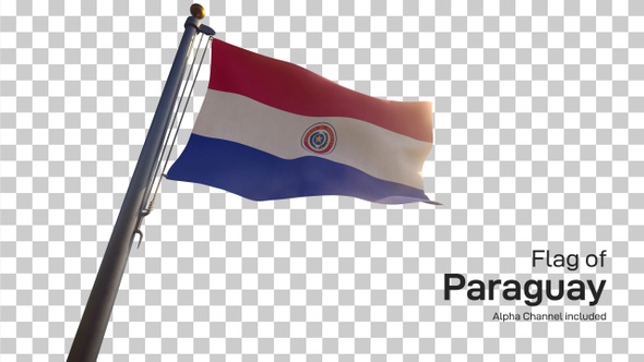 Paraguay Flag on a Flagpole with Alpha-Channel