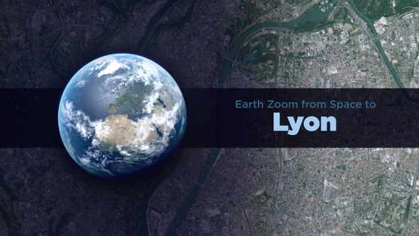 Lyon (France) Earth Zoom to the City from Space