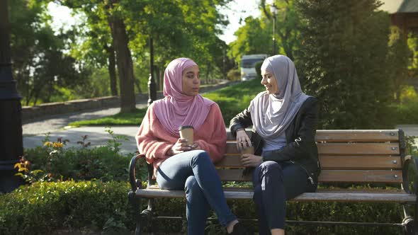 Two Muslim Females in Colorful Hijabs