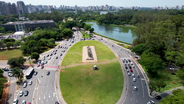 Cityscape of Sao Paulo Brazil. Stunning landscape of Ibirapuera park.