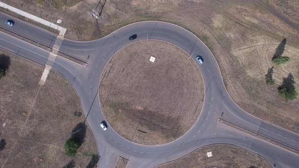 Roundabout Traffic Drone Video