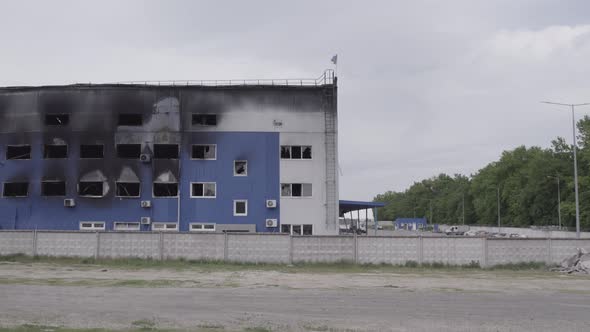 War in Ukraine Destroyed Warehouse in Bucha