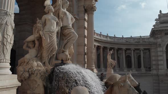 Aerial view of Palace Longchamp with cascade fountain in the heart of Marseille