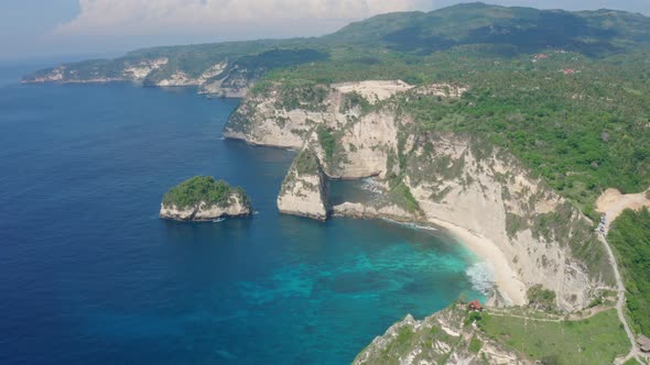 Aerial View of Diamond Beach Turquoise Ocean Rocks Seascape From Air