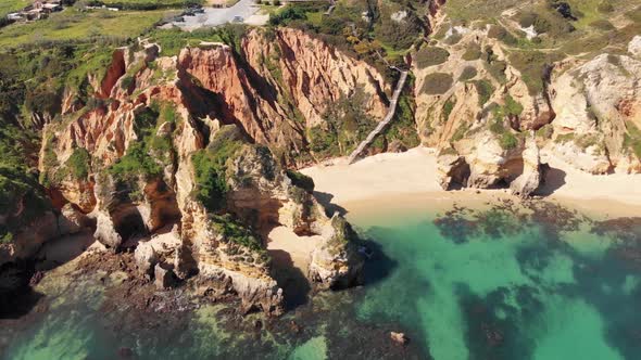 Picturesque scenic Landscape of Camilo Beach in Lagos, Algarve, Portugal