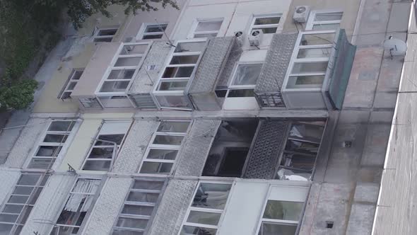 Vertical Video of a Makariv Ukrainea  Building Destroyed By the War