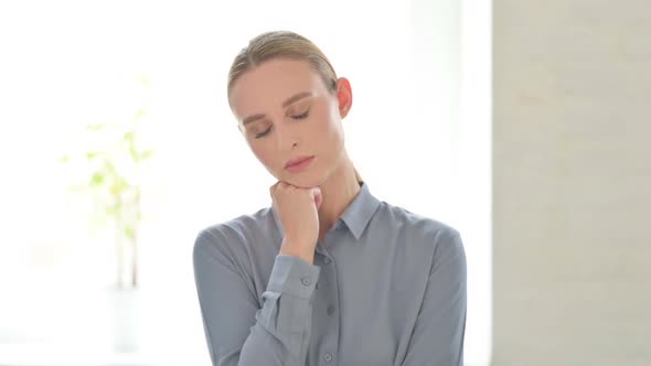 Portrait of Tired Woman Sleeping