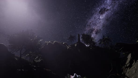 Milky Way Galaxy Over Sandstone Canyon Walls