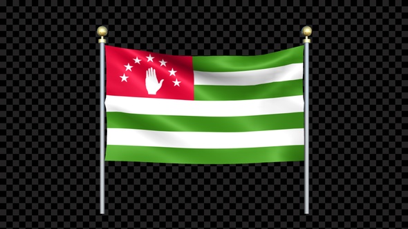 Flag Of Abkhazia Waving In Double Pole Looped