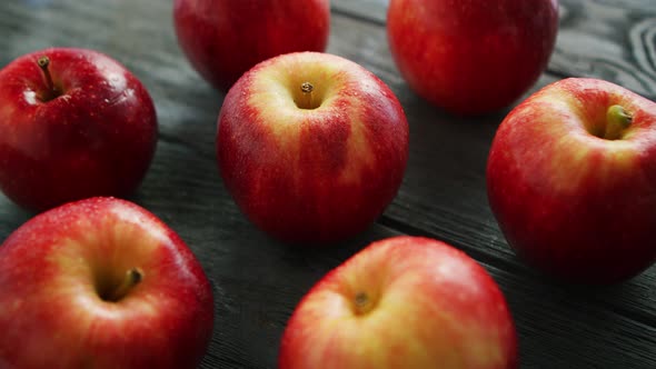 Ripe Apples on Wooden Table