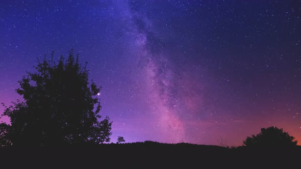 Night Starry Sky Illuminated By the Milky Way