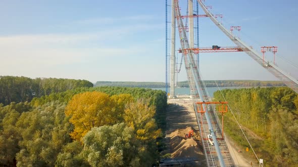 The Construction Of A New Suspension Bridge Over The Danube,The Third Longest Bridge In Europe