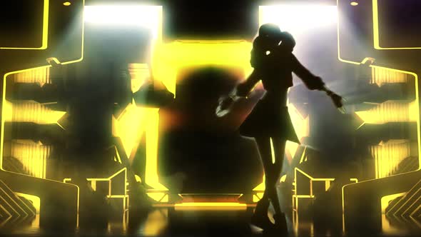 3D Animation Silhouette K Pop Dancer In Lighting Stage