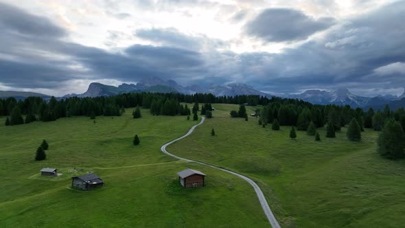 Path leading to the Dolomites mountains