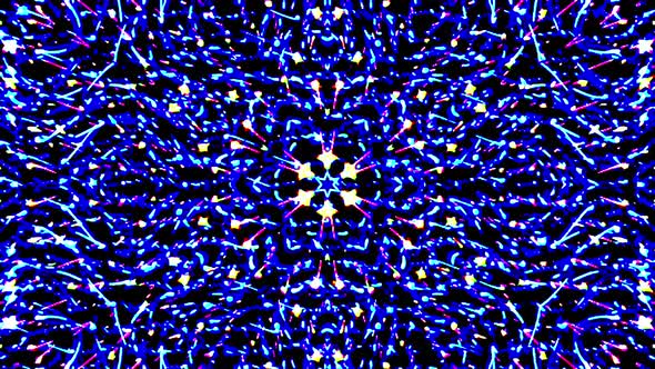 Bright abstract light flickering streaks set blue color, kaleidoscope