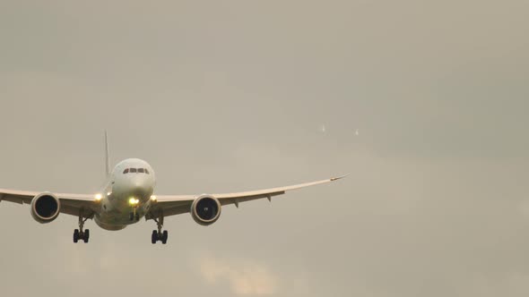 Airplane Approaching at the Early Morning