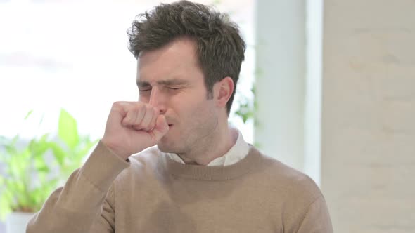 Portrait of Sick Man Coughing