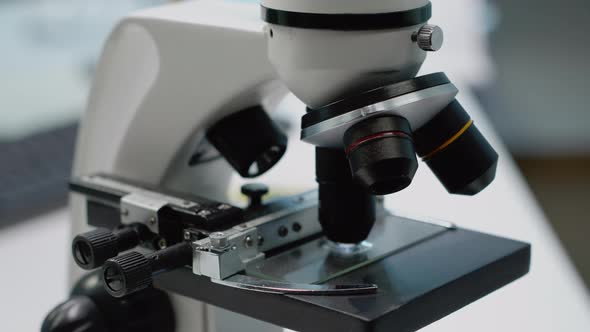 Close Up of Microscopic Magnifying Glass and Lens