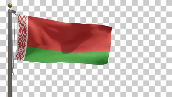 Belarus Flag on Flagpole with Alpha Channel - 4K