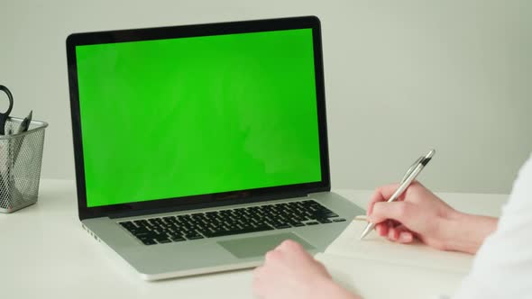 Computer Laptop with Chroma Key Closeup