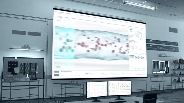 Microscopic system studies the blood types at the modern research laboratory alt