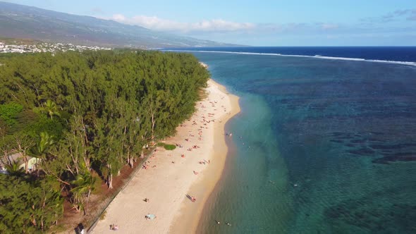 Saint-Gilles, Reunion beach in the seaside resort of Saint-Gilles les Bains on Reunion Island