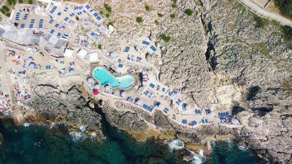 Aerial View of Lighthouse Beach From Drone in Anacapri Italy in Summer Season