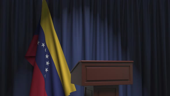 Flag of Venezuela and Speaker Podium Tribune alt