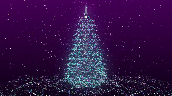 Christmas Tree Particle Background Blue