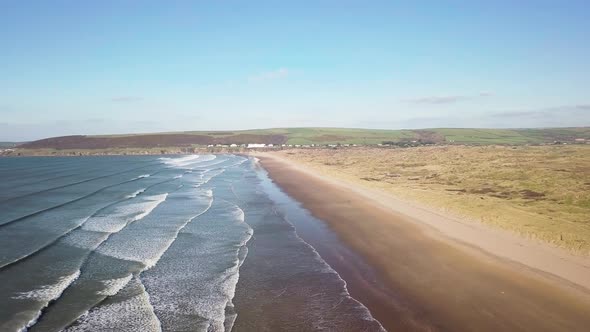 Reveals Stunning Beauty Of Nature On The Shoreline Of Saunton Sands Beach During Summer In North Dev