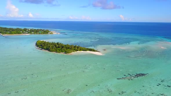 Uninhabited Island in Carribean Sea. The Best Beaches in World. Top View of the Beach of the Bahamas