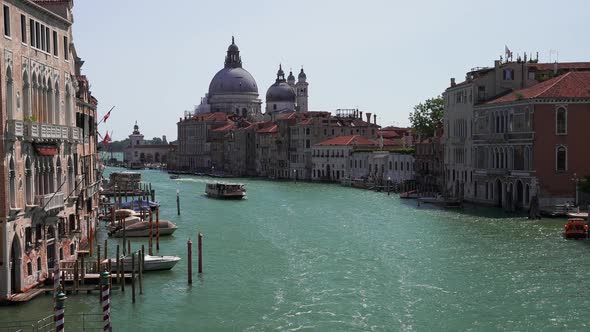 Narrow Canal with Bridges in Venice Italy