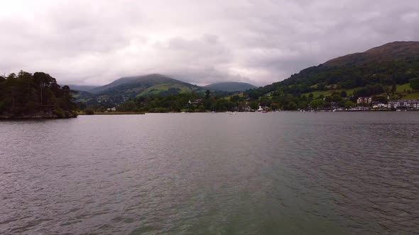 aerial lake windermere water to landscape