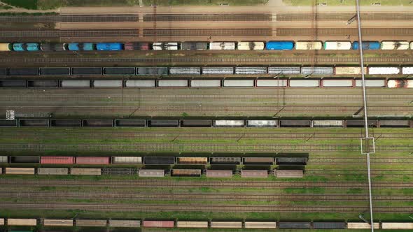 View From the Height of the Railway Tracks and wagons.Top View of Cars and Railways.Minsk.Belarus