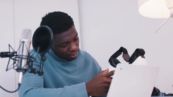 Young African American Black Man Holding Vr Glasses