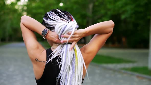 Black and White Dreadlocks on the Back of a Girl