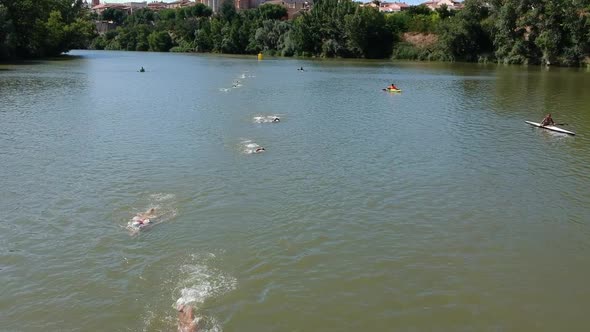 Swimming competition on the river