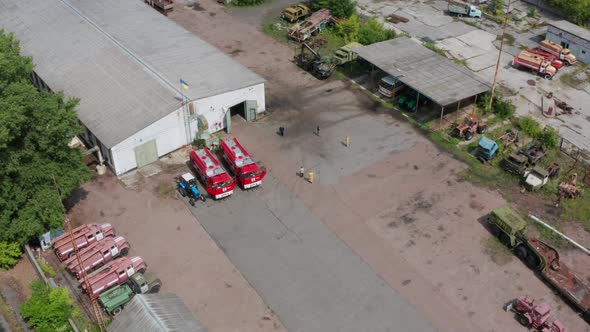 Aerial Shot of Car Park in Chernobyl Zone