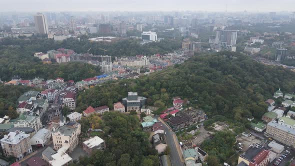 Cityscape of Kyiv, Ukraine. Aerial View, Slow Motion