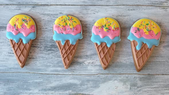 Row of Cookies Shaped As Ice Cream