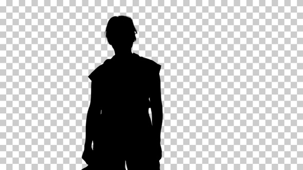 Silhouette Tired female worker, Alpha Channel alt