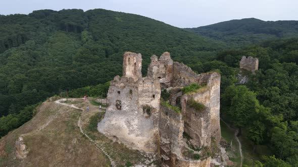Aerial view of Cicva castle in Sedliska village in Slovakia