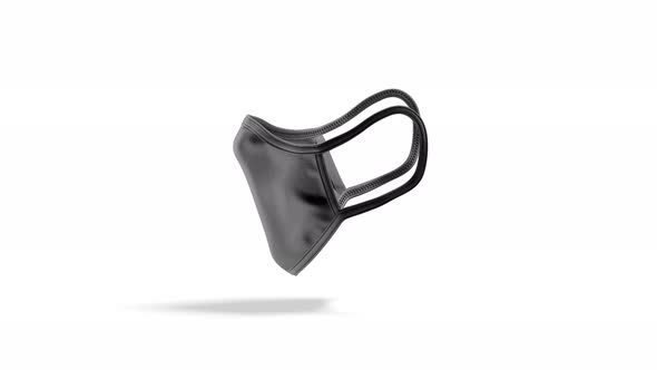 Blank black fabric face mask mockup, looped rotation