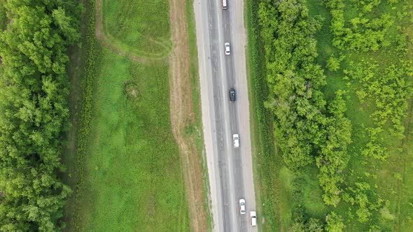 The Drone Flies Over the Motorway