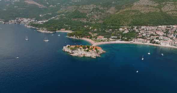 approaching from sea to sveti stefan Saint Stephen island