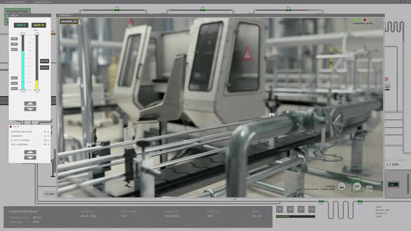 Control panel displays milk products moving on the digital manufacturing line