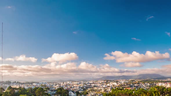 Time lapse dramatic clouds Dalat cityscape the eternal spring city in Vietnam