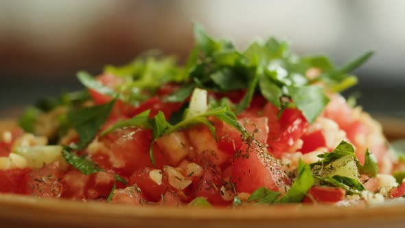 Tabbouleh Vegetable Salad Closeup Middle Eastern National Traditional Food