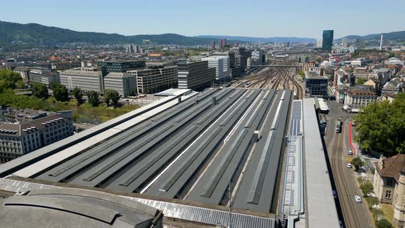 Zurich Central Station From Above  the Main Railway Station in the City